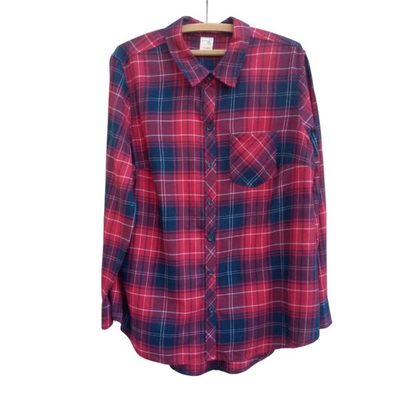 Terra & Sky Tops - Terra & Sky plaid flannel shirt sz 0X 14W